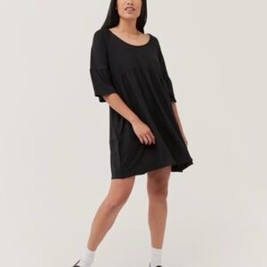 Pact Black Organic Cotton Willow Dress Size Large EUC